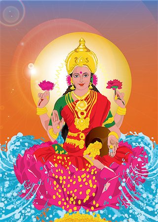 flower graphic - Close-up of Goddess Lakshmi Foto de stock - Sin royalties Premium, Código: 630-03482181