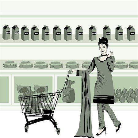 shopping cart - Woman shopping in a supermarket Foto de stock - Sin royalties Premium, Código: 630-03482506