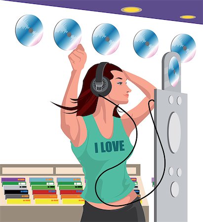 performing arts clip art - Woman choosing CDs in a music store Foto de stock - Sin royalties Premium, Código: 630-03482548