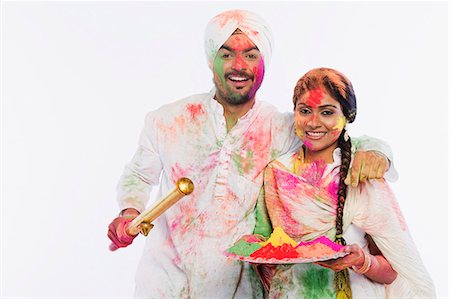 simsearch:862-03712011,k - Couple celebrating Holi Stock Photo - Premium Royalty-Free, Code: 630-03482894