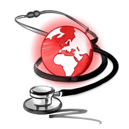 drawing pictures environment - Red planet earth and stethoscope Stock Photo - Premium Royalty-Free, Code: 632-05554240
