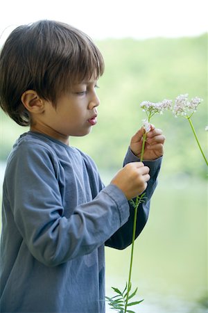 simsearch:633-05401710,k - Boy looking at wildflower Stock Photo - Premium Royalty-Free, Code: 632-05760668