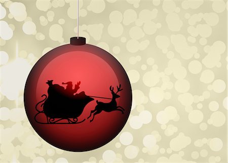 Christmas ornament decorated with Santa Claus and reindeer Foto de stock - Sin royalties Premium, Código: 632-05817164