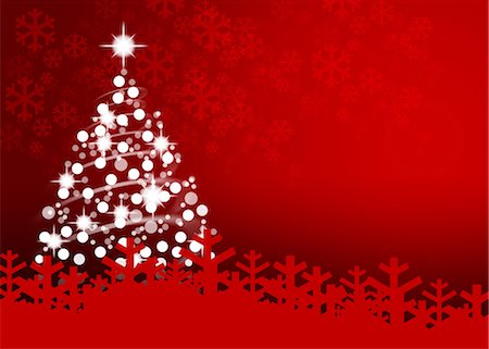 Illuminated Christmas tree on red background Stock Photo - Premium Royalty-Free, Code: 632-05817172