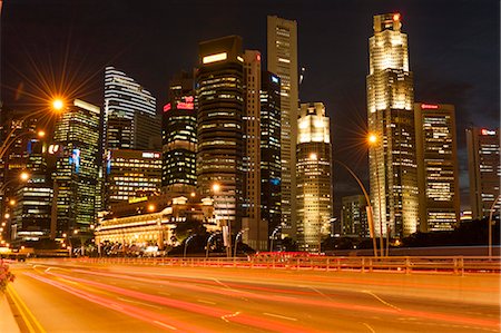 Night scene at financial district in Singapore Stock Photo - Premium Royalty-Free, Code: 632-06030121