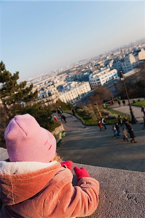 street in paris - Little girl looking at view of city, Montmartre, Paris, France Stock Photo - Premium Royalty-Free, Code: 632-06317140