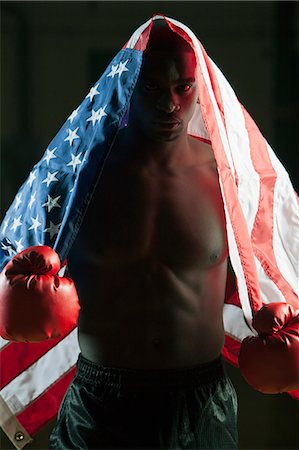 simsearch:632-05991588,k - Boxer wearing American flag Stock Photo - Premium Royalty-Free, Code: 632-06318078