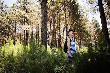 simsearch:633-05401710,k - Boy hiking in woods Stock Photo - Premium Royalty-Free, Code: 632-09021429