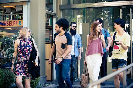 picture of people walking and chatting - College students walking together Stock Photo - Premium Royalty-Free, Code: 632-09039599
