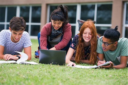 simsearch:614-06973669,k - College students studying together outdoors Stock Photo - Premium Royalty-Free, Code: 632-09157979