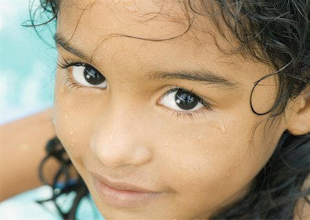 simsearch:632-01193783,k - Little girl with wet face, pool water in background, close-up Stock Photo - Premium Royalty-Free, Code: 632-01193748