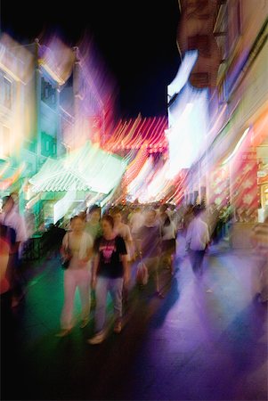 deformation - China, Guangzhou, crowded pedestrian street at night Stock Photo - Premium Royalty-Free, Code: 632-01270717