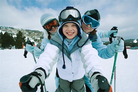 simsearch:696-03401677,k - Young skiers standing on ski slope, portrait Stock Photo - Premium Royalty-Free, Code: 632-01380782