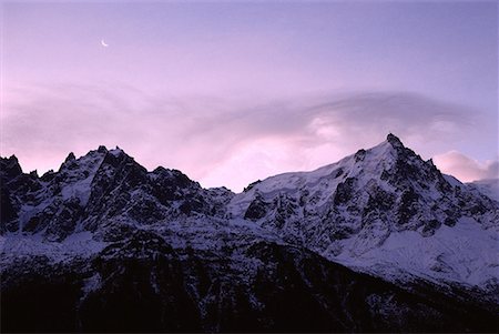 France, Corsica, snow-covered mountains at twilight Stock Photo - Premium Royalty-Free, Code: 632-01638114