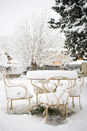 decorative iron - Patio furniture covered with thick layer of snow Stock Photo - Premium Royalty-Free, Code: 632-03083478