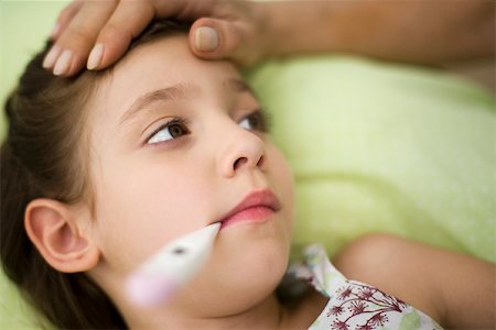 simsearch:632-03424324,k - Little girl with fever, thermometer in mouth Stock Photo - Premium Royalty-Free, Code: 632-03193477