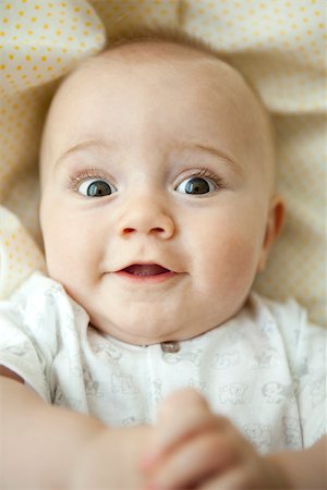 simsearch:632-03027302,k - Infant looking at camera with wide eyes, portrait Stock Photo - Premium Royalty-Free, Code: 632-03630050