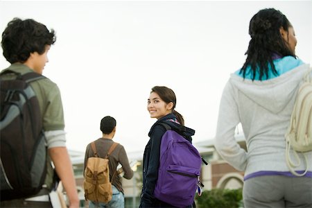 education and back to school - Teenage girl walking with classmates Stock Photo - Premium Royalty-Free, Code: 632-03630141