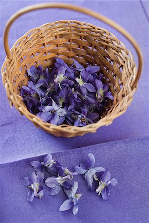 edible flower - Violet flowers in basket Stock Photo - Premium Royalty-Free, Code: 632-03754654