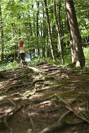 Woman walking in woods Stock Photo - Premium Royalty-Free, Code: 633-05401837