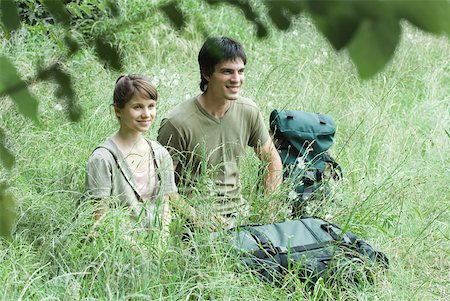 simsearch:633-01715612,k - Couple of hikers in grass Stock Photo - Premium Royalty-Free, Code: 633-01573775