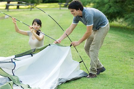 simsearch:633-01715612,k - Young campers setting up tent Stock Photo - Premium Royalty-Free, Code: 633-01715602