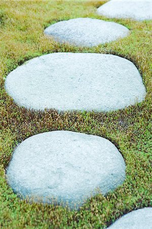 Stepping stones in grass, close-up Stock Photo - Premium Royalty-Free, Code: 633-01992816