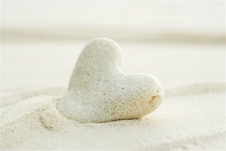 Heart-shaped coral partially buried in sand, close-up Foto de stock - Sin royalties Premium, Código: 633-02044532