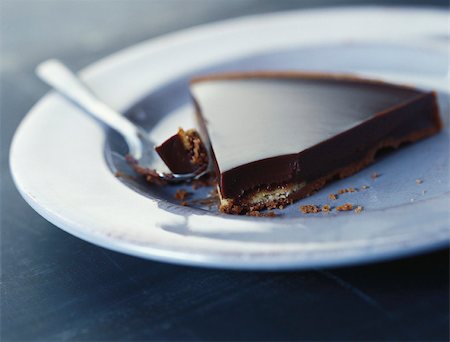 Slice of chocolate tart with spoon Stock Photo - Premium Royalty-Free, Code: 633-02885676