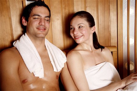 simsearch:644-01436677,k - A couple enjoying a sauna together Stock Photo - Premium Royalty-Free, Code: 644-01435757