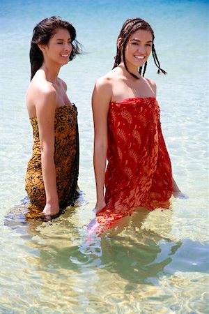 french colors scarf - Two young women posing in water Stock Photo - Premium Royalty-Free, Code: 644-01437504
