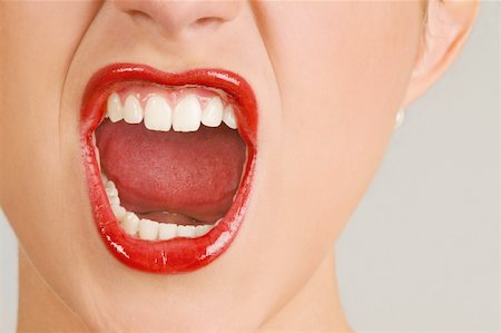 exploding (human temper) - Female young adult mouth; screaming Stock Photo - Premium Royalty-Free, Code: 644-02153048