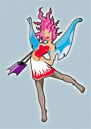 far out - Hip female cupid with arrows Stock Photo - Premium Royalty-Free, Code: 645-01538213