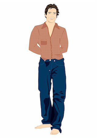 fashion plate - Casual man in jeans and brown shirt Stock Photo - Premium Royalty-Free, Code: 645-01739767