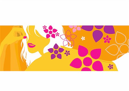 fashion cartoons - Closeup of woman with bare back and flowers Stock Photo - Premium Royalty-Free, Code: 645-01739762