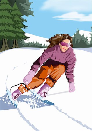 Woman rushing down hillside on her skis Stock Photo - Premium Royalty-Free, Code: 645-01739816