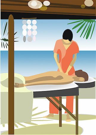 painting of the ocean - Woman enjoying a massage at a spa Stock Photo - Premium Royalty-Free, Code: 645-01739865