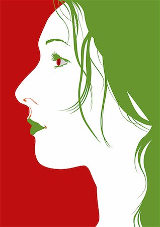 face illustration - Side view of young woman's serious face Stock Photo - Premium Royalty-Free, Code: 645-01739895