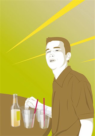 simsearch:645-01740152,k - Young man standing at the bar with drinks Stock Photo - Premium Royalty-Free, Code: 645-01739904