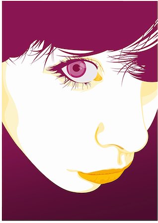 female eyes drawing - One eye showing of closeup of young woman's face Stock Photo - Premium Royalty-Free, Code: 645-01739911