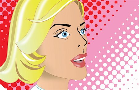 face illustration - Closeup of 1950s style blonde woman Stock Photo - Premium Royalty-Free, Code: 645-01740017