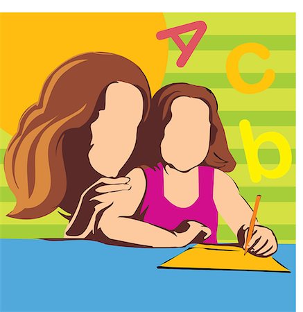 spelling - Mother teaching her daughter Stock Photo - Premium Royalty-Free, Code: 645-02153460