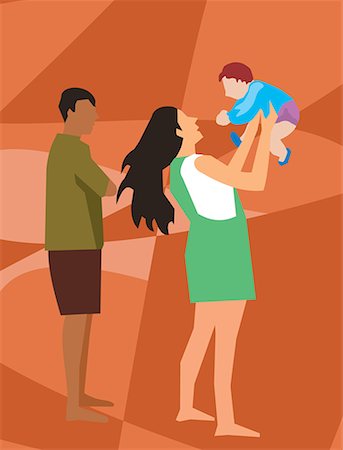 family abstract - Side view of family with their baby Stock Photo - Premium Royalty-Free, Code: 645-02153529
