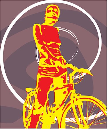 Front view of a person standing with bicycle Stock Photo - Premium Royalty-Free, Code: 645-02153578