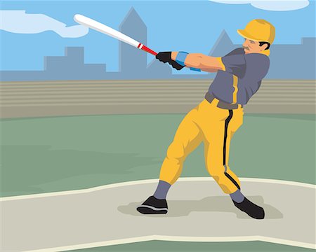 simsearch:645-02153714,k - Baseball player hitting with a baseball bat Stock Photo - Premium Royalty-Free, Code: 645-02153652