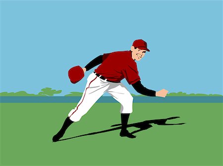 Baseball pitcher player throwing a baseball Stock Photo - Premium Royalty-Free, Code: 645-02153675