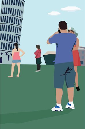 Tourists standing at Leaning Tower of Pisa, Tuscany Italy Stock Photo - Premium Royalty-Free, Code: 645-02153750