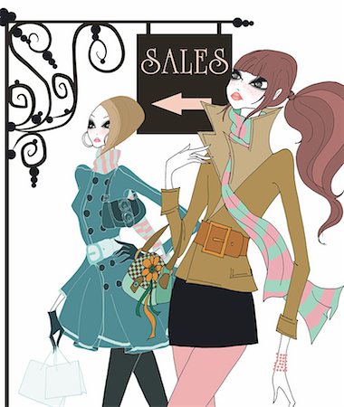 Young women shopping at sales Stock Photo - Premium Royalty-Free, Code: 645-02925880