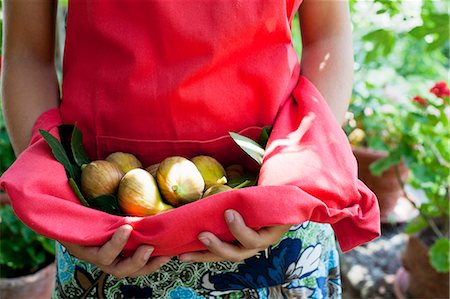 Woman carrying fruit in apron outdoors Stock Photo - Premium Royalty-Free, Code: 649-05555566