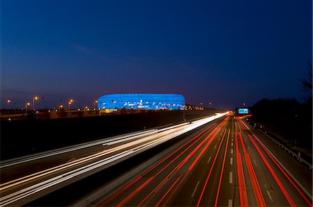 soccer stadium at nights - Time lapse view of Autobahn traffic Stock Photo - Premium Royalty-Free, Code: 649-06001294